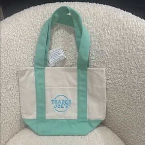 Cream and Green Tote Bag
